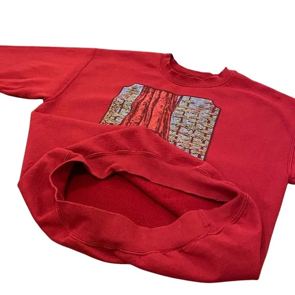 Yosemite National Park California Red Sweatshirt Sweater Fuzzy Outdoor Hilda - Picture 5 of 7